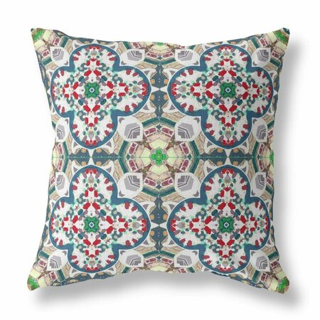 HOMEROOTS 16 in. Cloverleaf Indoor Outdoor Zippered Throw Pillow Green Red & White 417696